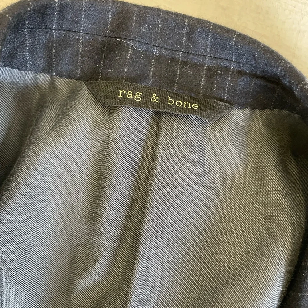 rag & bone The Icon Pinstripe Wool Suit Jacket in Charcoal‎ Size 38 $695